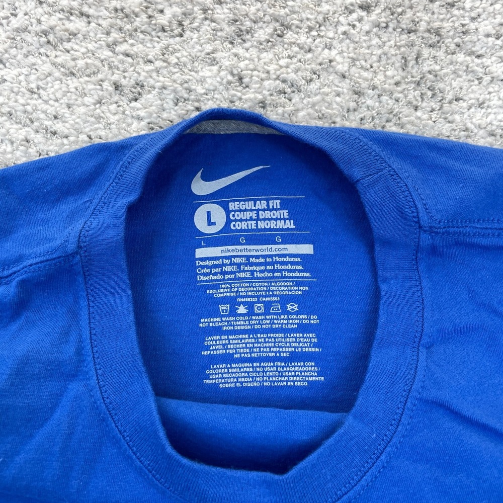 Nike T-Shirt Mens Large Go Like Hell Graphic Tee Horns Running Blue Short Sleeve - Picture 4 of 7